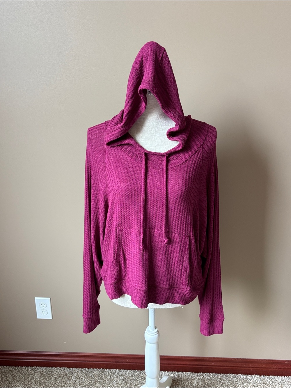 Cha Sor Wine Waffle Knit Hoodie